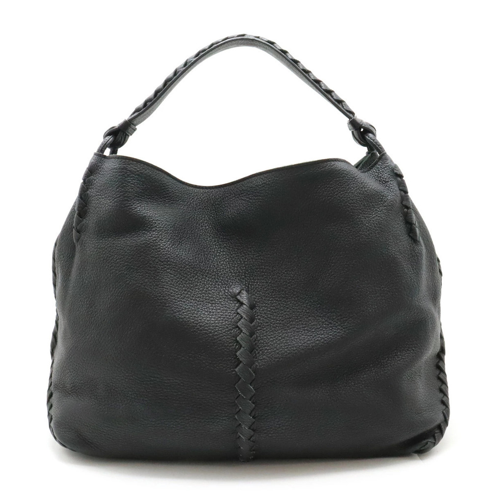 BOTTEGA VENETA Intrecciato Cervo Hobo One Shoulder Handbag Leather Black